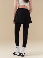 Fake two pieces of hip-covering slimming anti-exposure sports gym pants