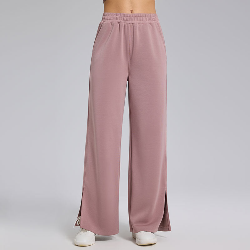 High-end lazy loose loose drape slit straight-leg pants