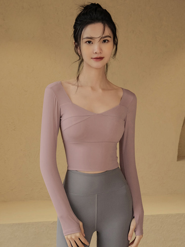 V tie chest pad long sleeves