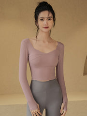 V tie chest pad long sleeves