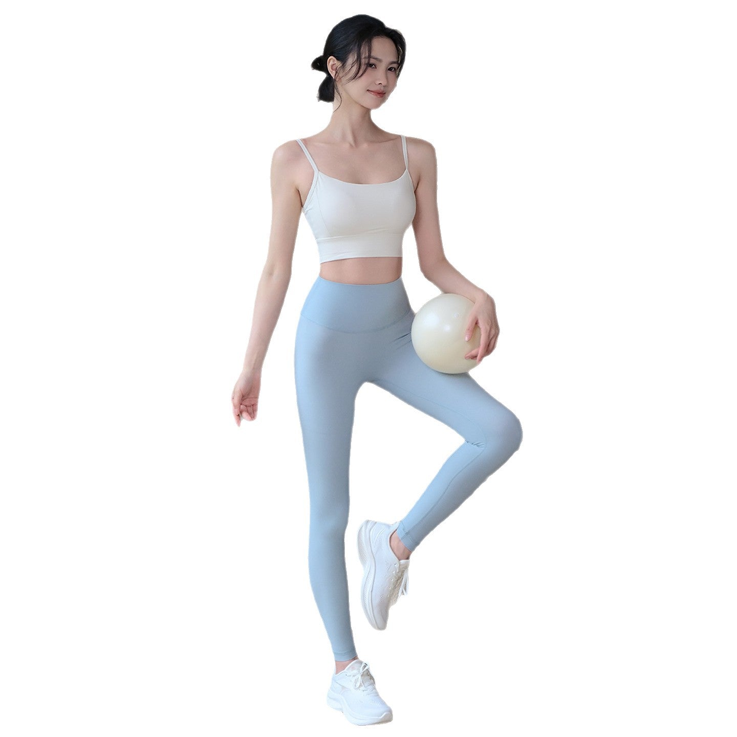 High-stretch lycra lightweight nude high-waisted leggings