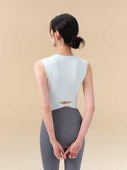 Back twisted slim waist ribbed sports vest