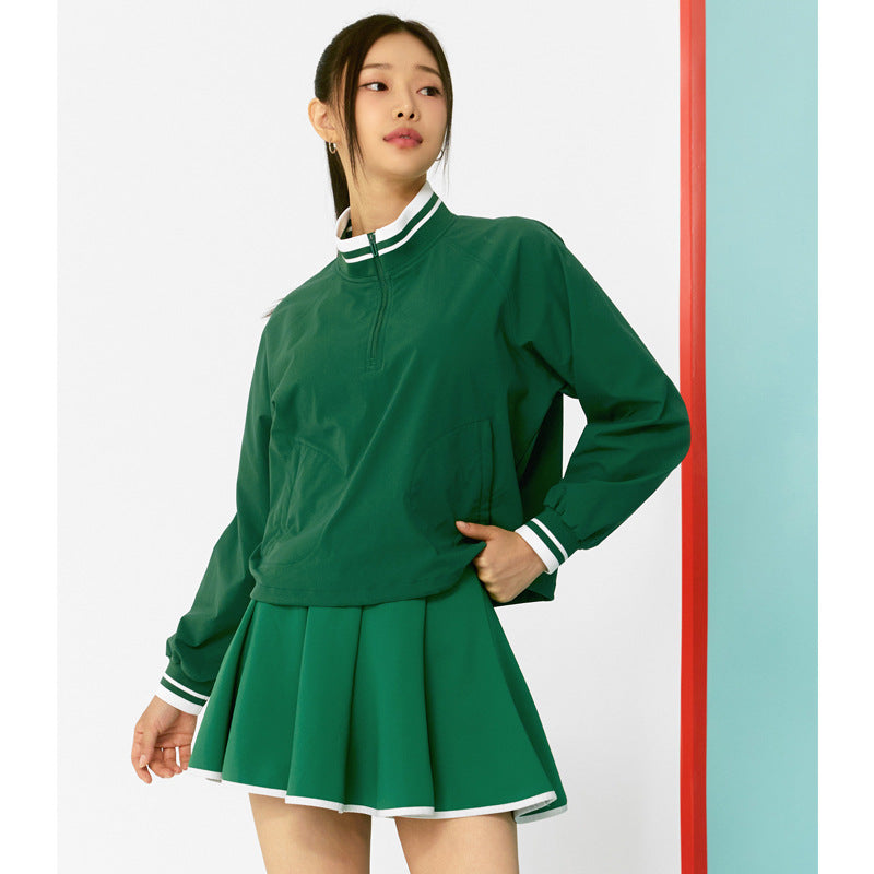 Collegiate sweatshirt short skirt tennis suit set