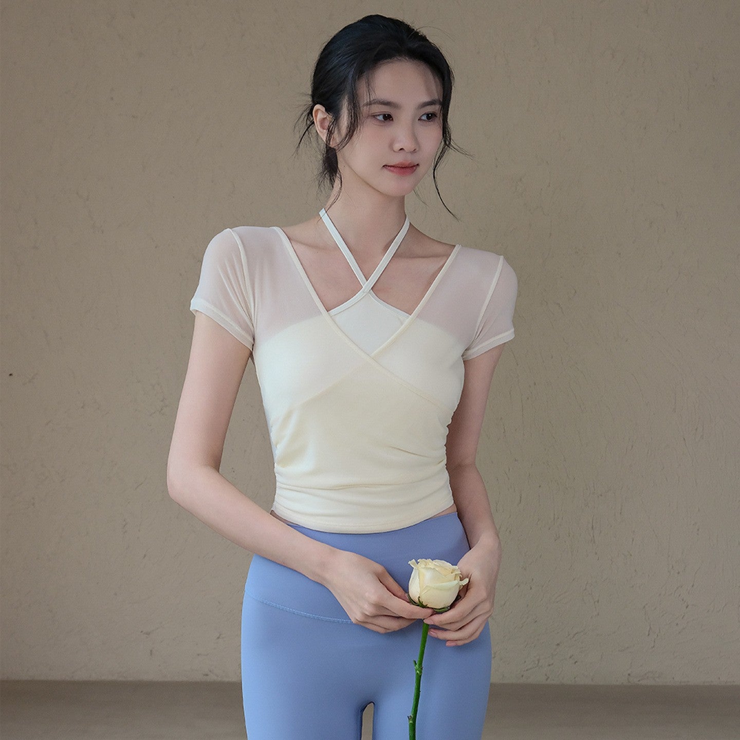 Waist slimming, Breathable mesh fitness, Sports short sleeves