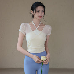 Waist slimming, Breathable mesh fitness, Sports short sleeves
