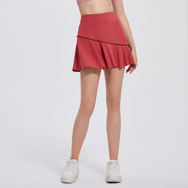 Fake two-piece anti-walk pleated sports badminton tennis skirt with pockets