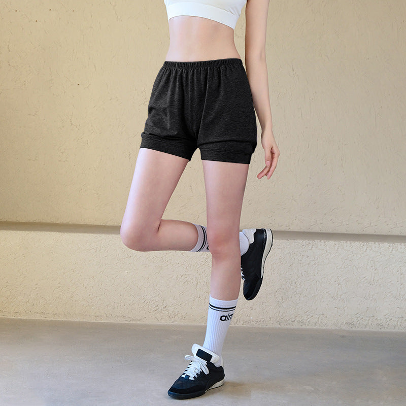 Solid cotton loose-fitting, Breathable stretch three-point shorts