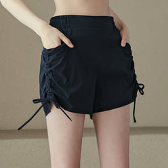 Drawstring pleated large pockets for loose, Breathable shorts