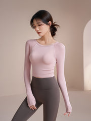 Skin-friendly and soft, Front and back, Wear yoga long sleeves