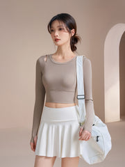 Skin-friendly high-elastic cut-out sports long sleeves