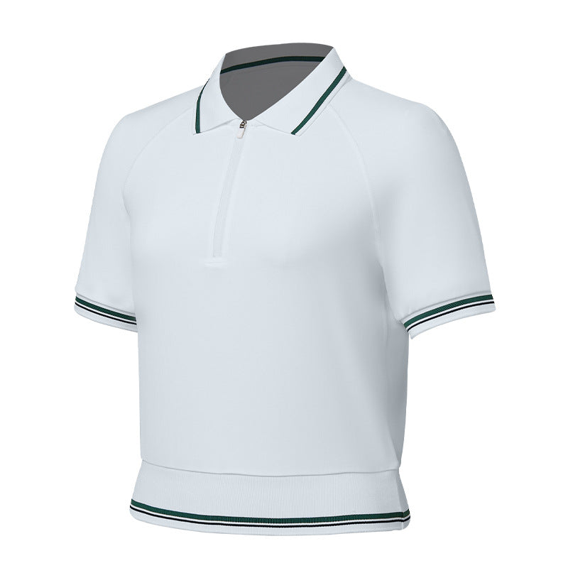 Golf Tennis Half Zip Short Sleeve POLO Shirt