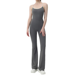 Contrasting backless yoga bodysuit