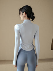 Drawstring slimming zipper jacket