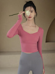 V tie chest pad long sleeves