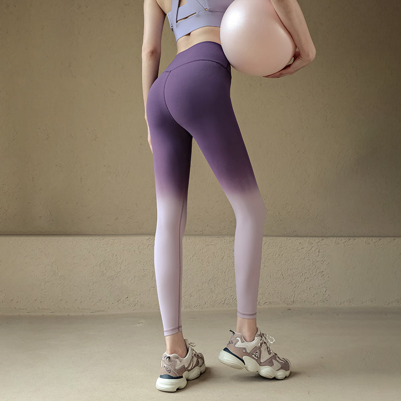 High-waisted stretch ombre yoga skinny trousers