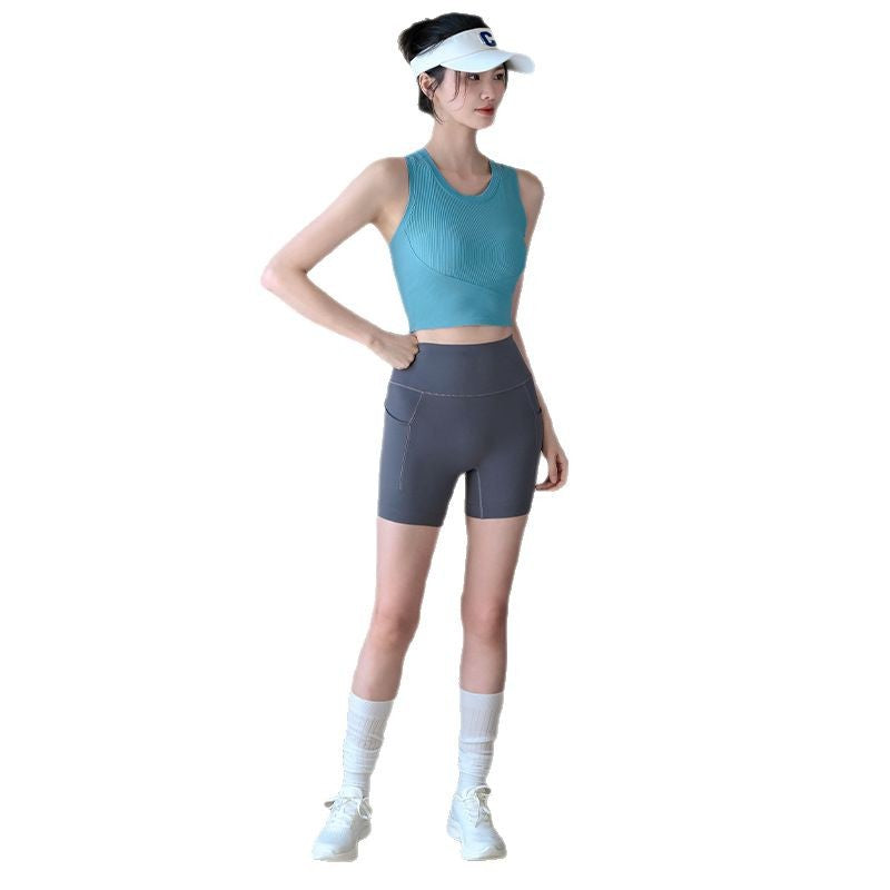 High-stretch Lycra Athletic Training Fitness Cycling Pants Quarters