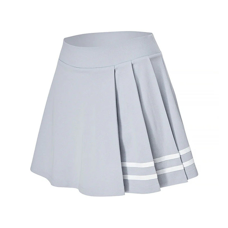 Classic striped paneled quick-drying, Anti-shine sports pleated skirt
