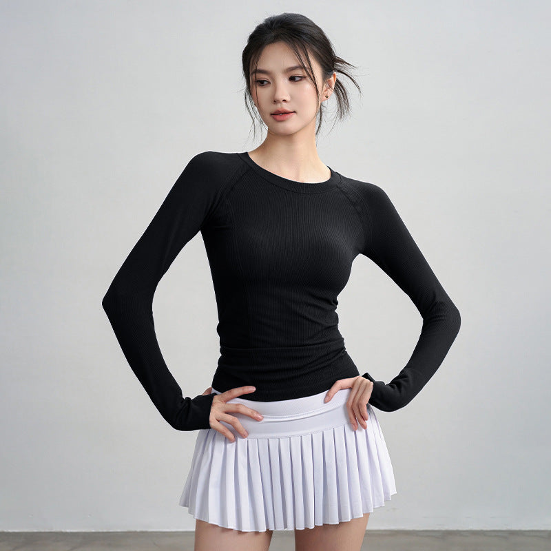 Slim and high-stretch one-piece woven long sleeves