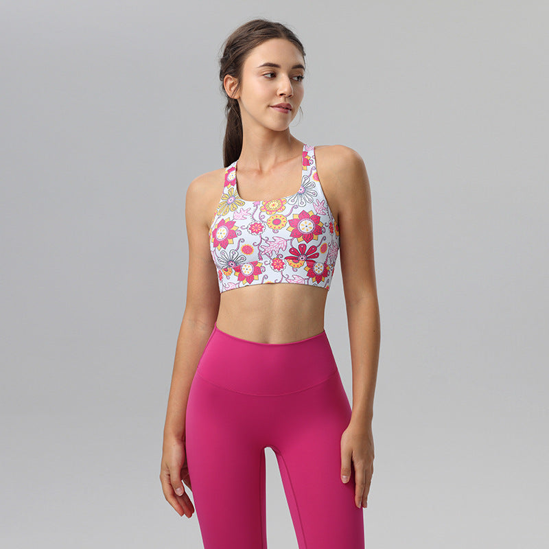 Printed Dopamine High Intensity Slim Sports Yoga Bra
