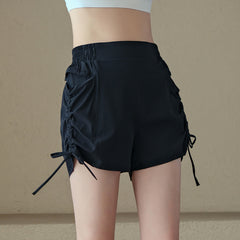 Drawstring pleated large pockets for loose, Breathable shorts