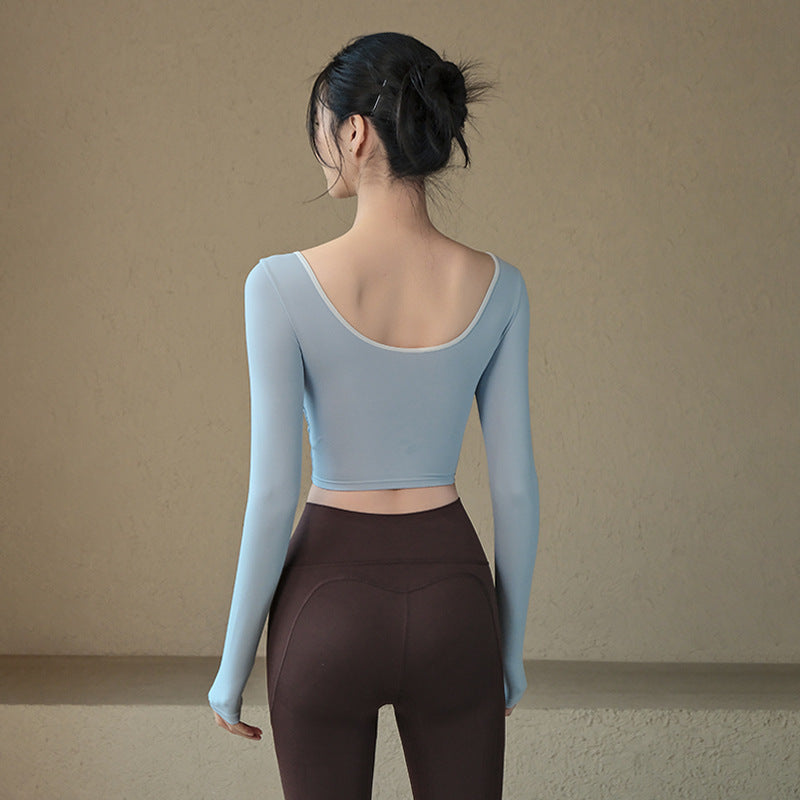 Long Sleeve Sexy Crop Top with Bra Pad
