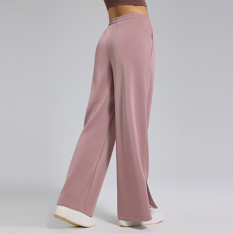 High-end lazy loose loose drape slit straight-leg pants