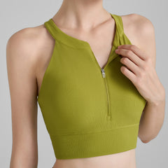 Front zippered shockproof sports bra
