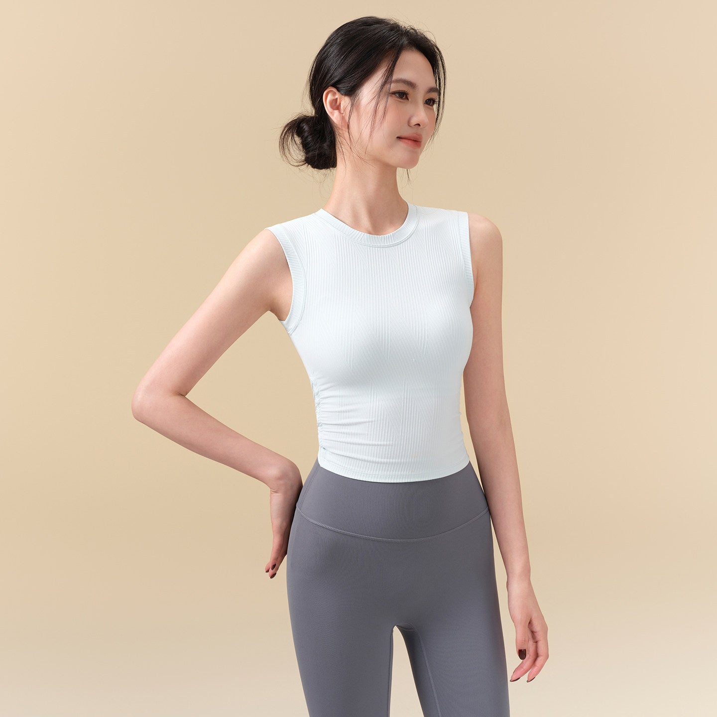 Back twisted slim waist ribbed sports vest