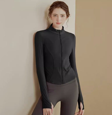 Stand-up collar zip-up quick-drying top
