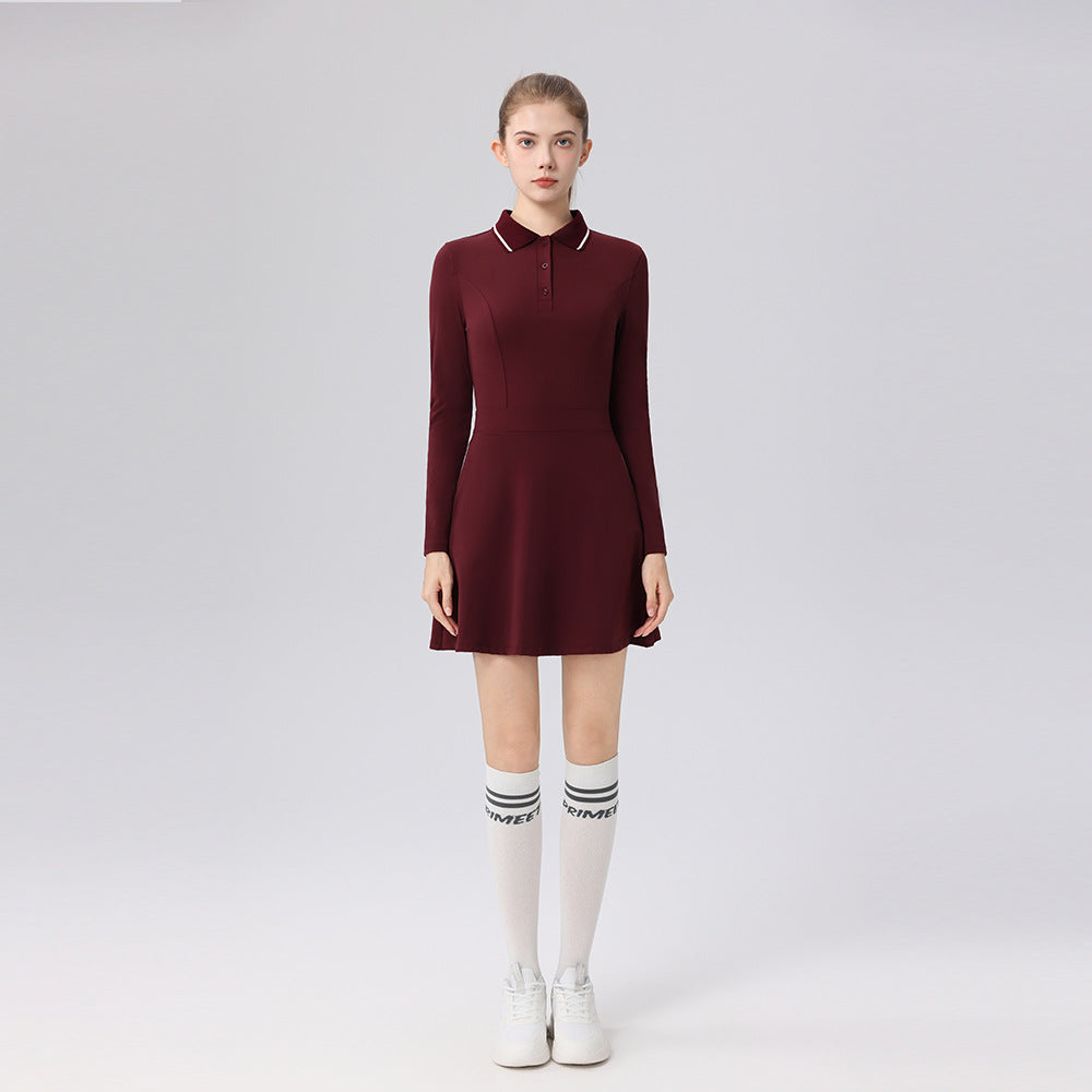 Polo collar contrast slim slimming versatile golf long-sleeved suit
