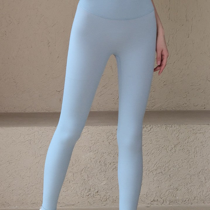 High-stretch lycra lightweight nude high-waisted leggings