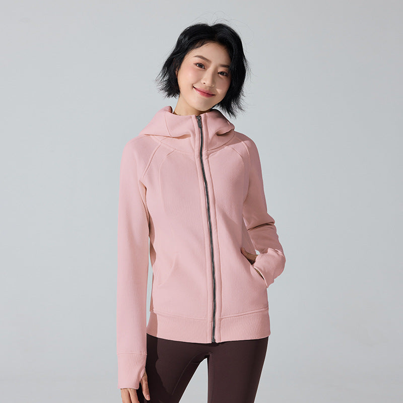 New thickened warm hooded turtleneck gym jacket