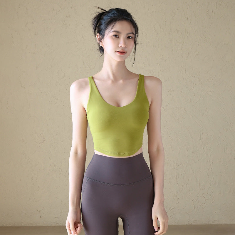 All-in-one skinny and slimming V-shaped back gym bra