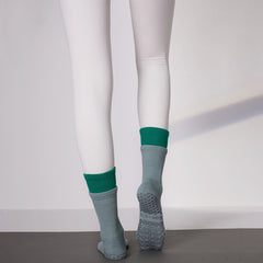 Contrast double-layer tummy control non-slip crew socks