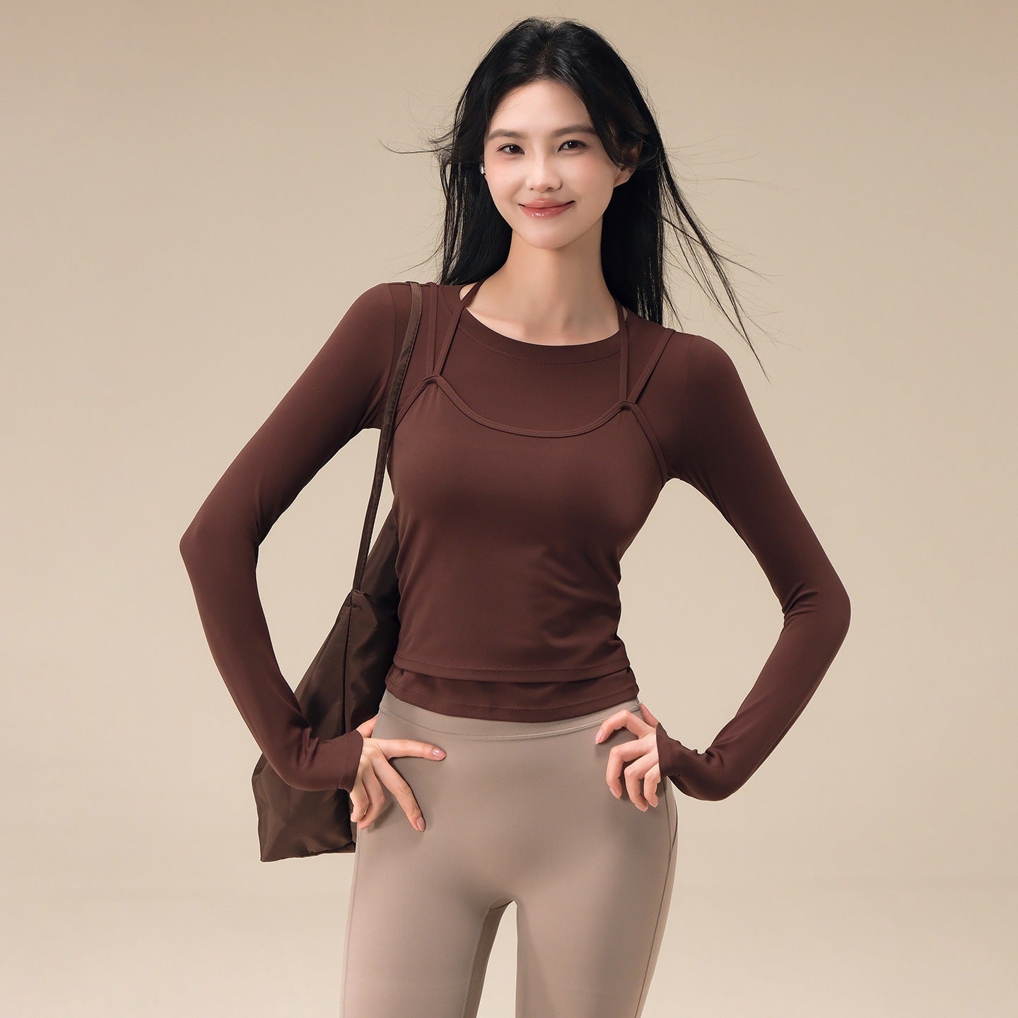 Fall and winter layered Pilates training two-piece set