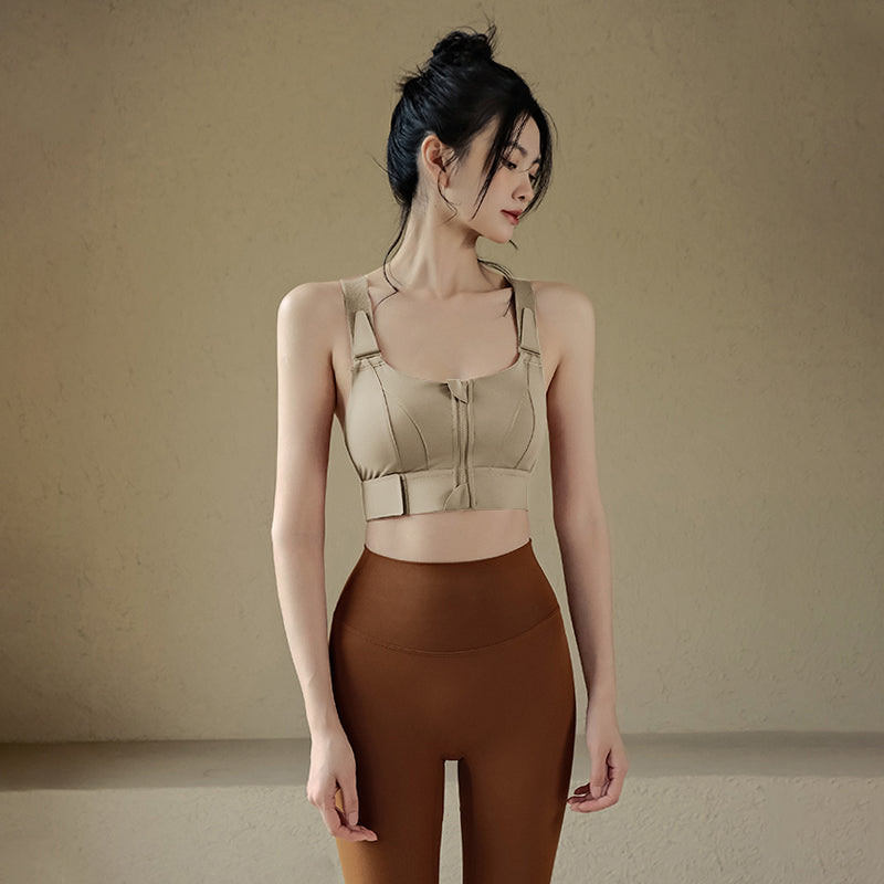 Front zipper high impact bra