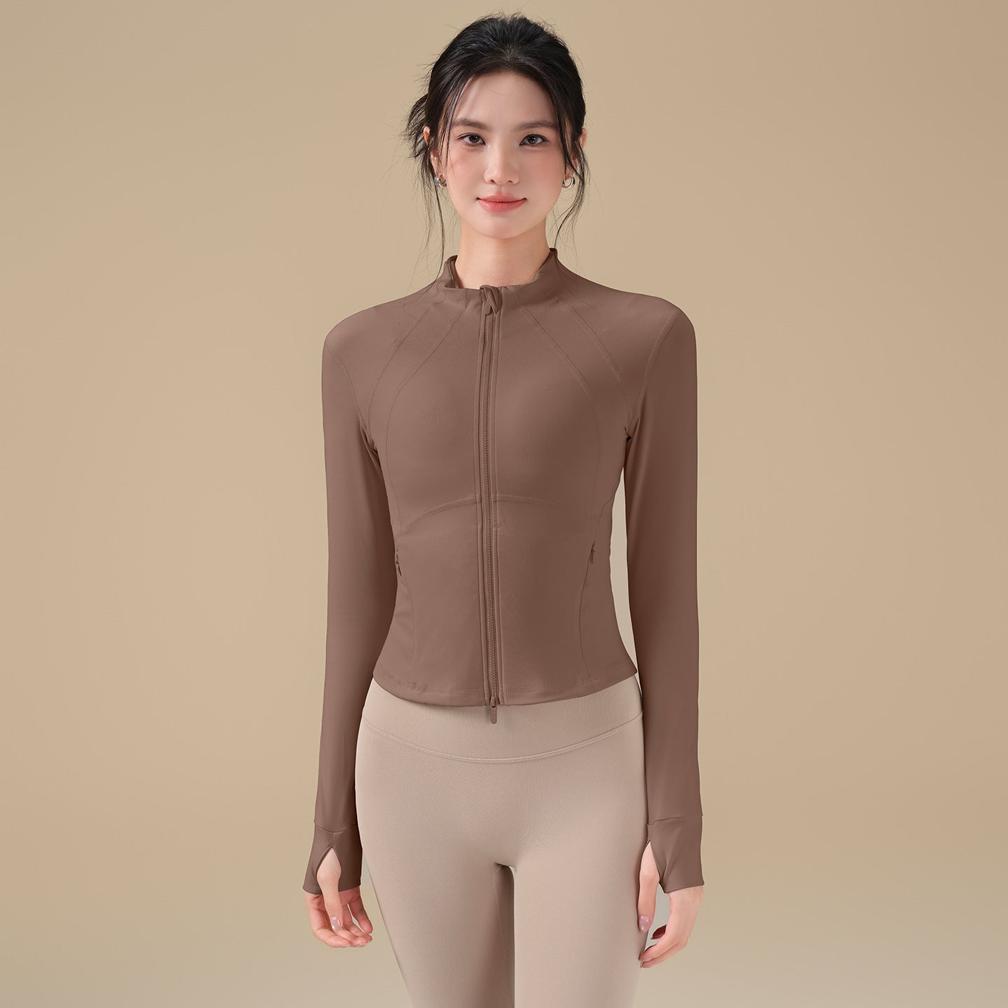 Fall/winter stand-up collar zippered slim jacket