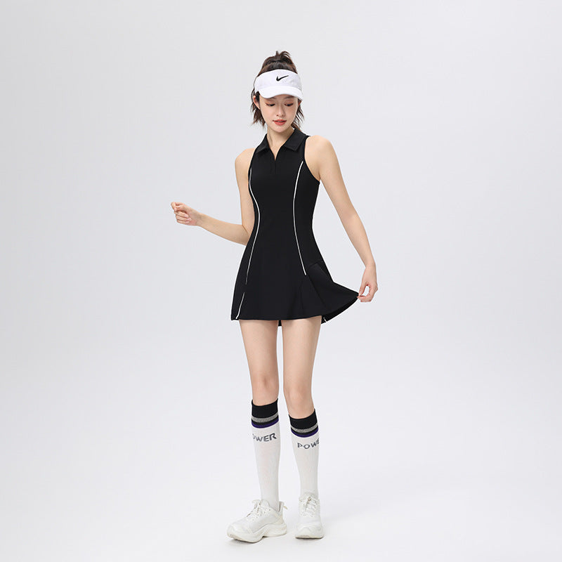 The new contrasting waist slimming golf tennis skirt