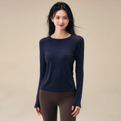 Skin-friendly wool sports long-sleeved gym clothes