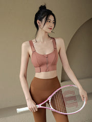 Front zipper high impact bra