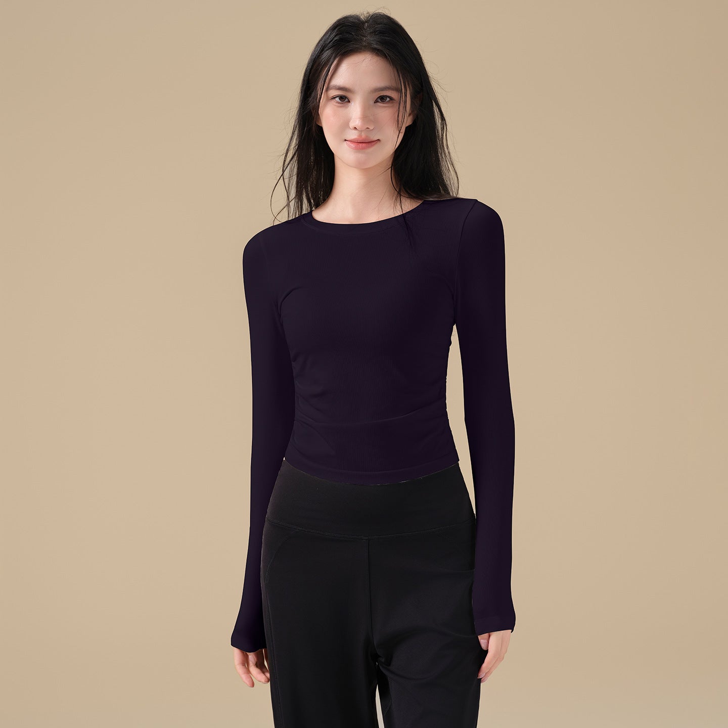 Pleated slim and breathable sports T-shirt