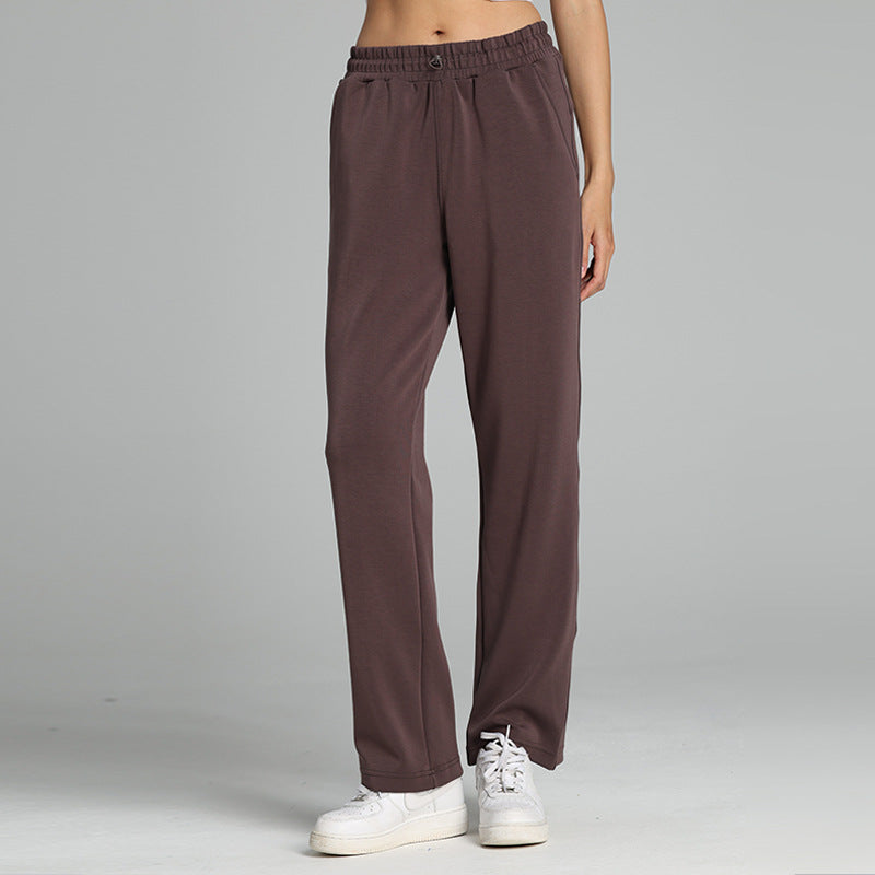 Slim loose high-waisted athleisure straight-leg pants