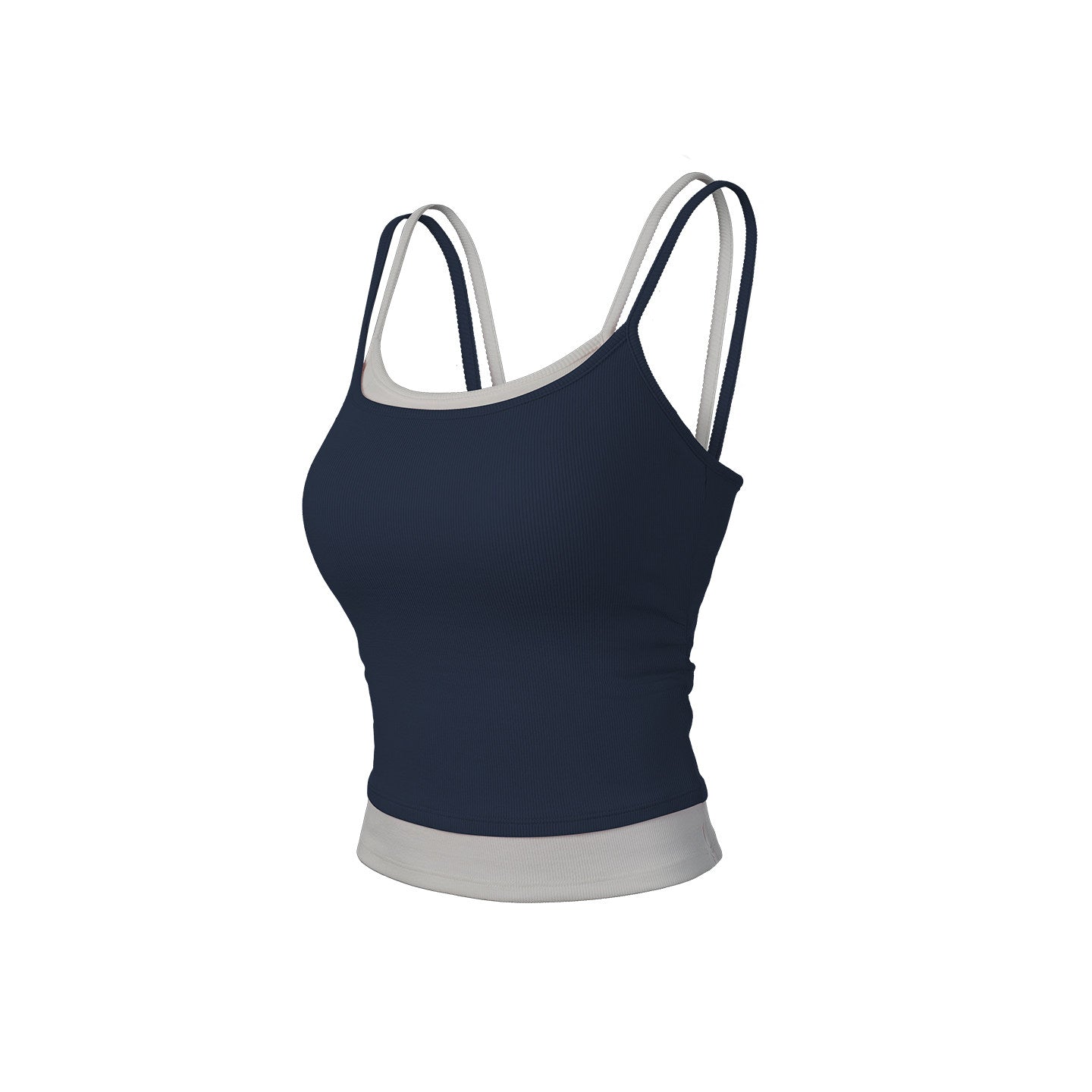 Color-block 2-in-1 Layered Yoga Tank Top with Double Shoulder Straps