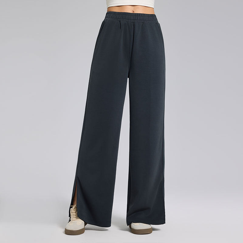 High-end lazy loose loose drape slit straight-leg pants
