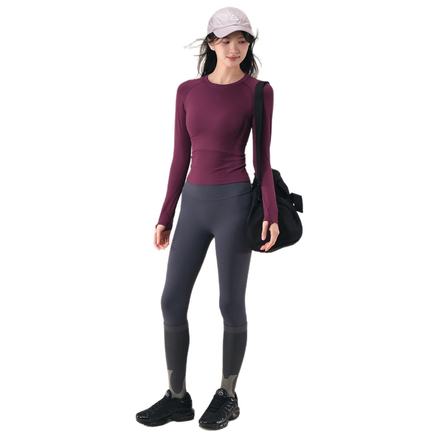 Autumn High Elastic Running Sports T-shirt