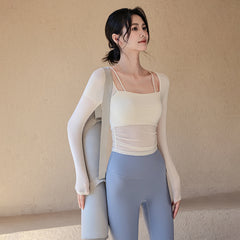 Two-piece look mesh long sleeve