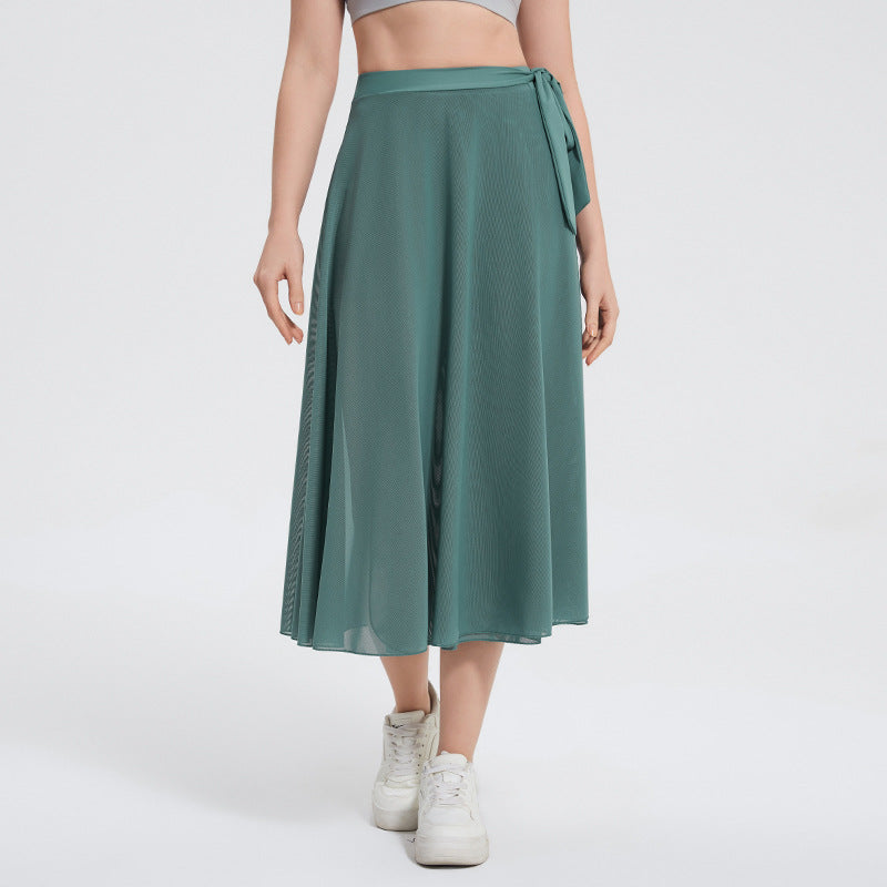 Ballet high-waisted loose-fitting strappy midi skirt