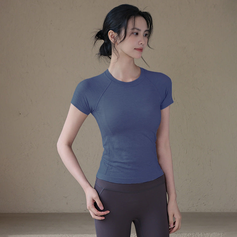 Lightweight, Breathable, Nude, Slim, Slim, Fitness short sleeves