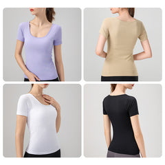 Knitted ribbed yoga short sleeves