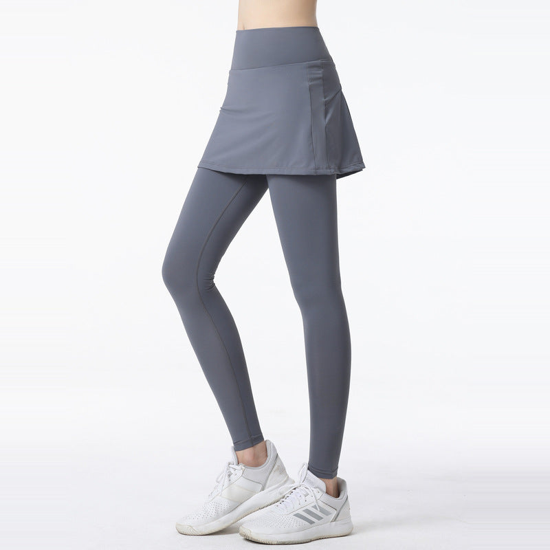 Fake two high-waisted anti-light leggings